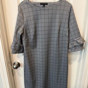 Banana Republic Black and White Houndstooth Long Sleeve Dress